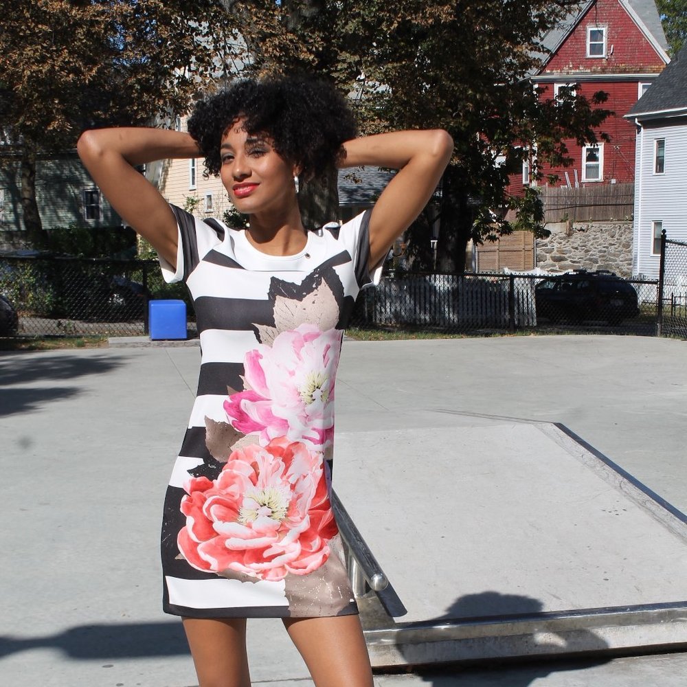 Reinascimento, Floral Print Mini Dress, Size:Small, Made in Italy